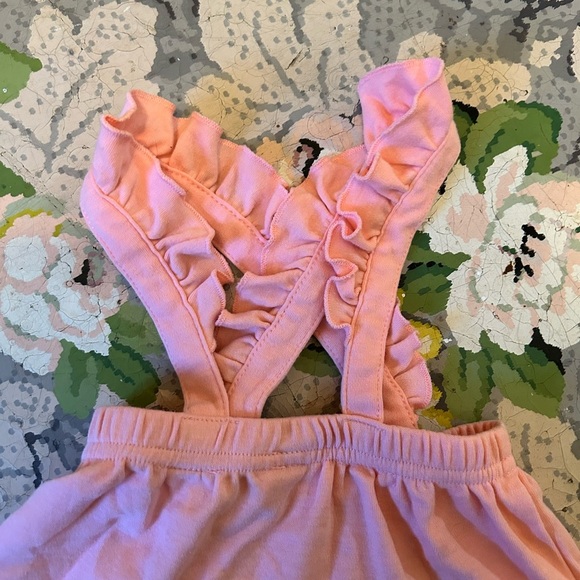 George 3/6m Pink Ruffled strap skirted overalls - Picture 2 of 3